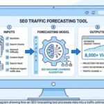 diagram showing how an SEO forecasting tool processes data into a traffic estimate