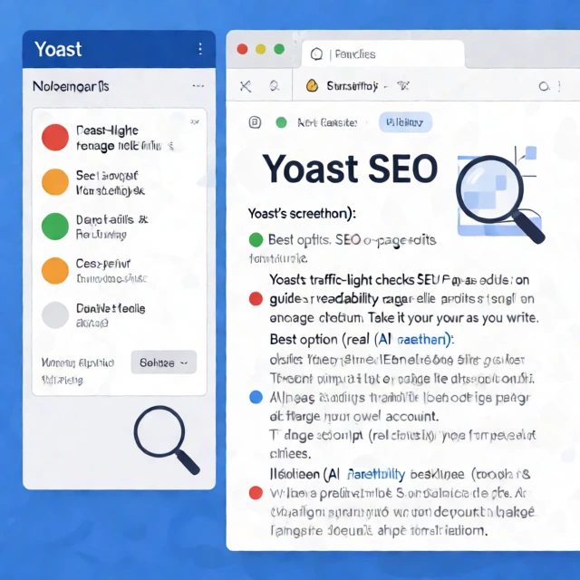 Yoast SEO analysis panel with readability and SEO checks in the WordPress editor